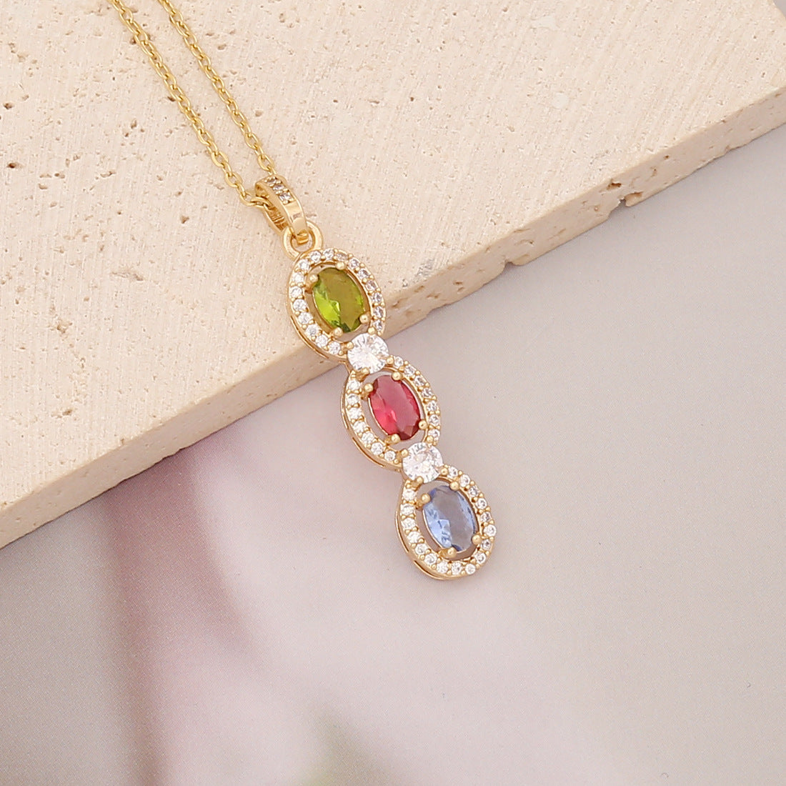 Elegant Brass Plated Leaf Heart Pendant Necklace with Cubic Zirconia Inlay