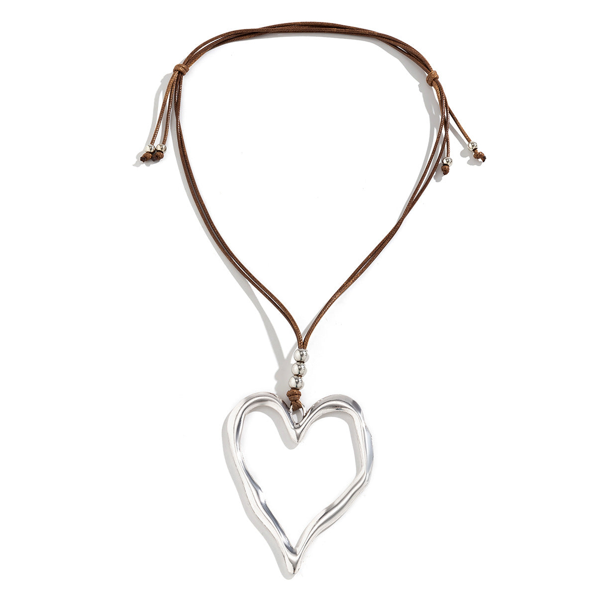 Collar con colgante de corazón extragrande dulce y atrevido para mujer, aleación con galvanoplastia, gargantilla de cordón encerado ajustable