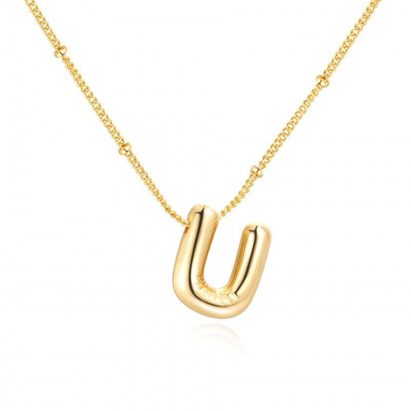 Gold Plated Brass Letter Pendant Necklace for Women