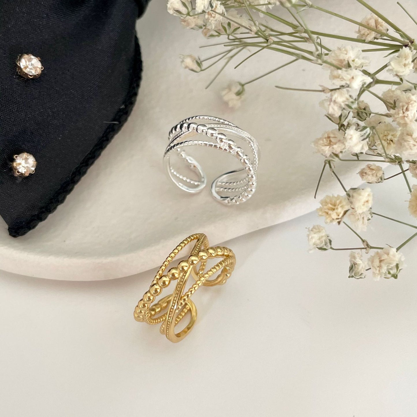 Anello impilabile da donna minimalista stile francese a forma di cuore in argento sterling 925 con design a linee geometriche