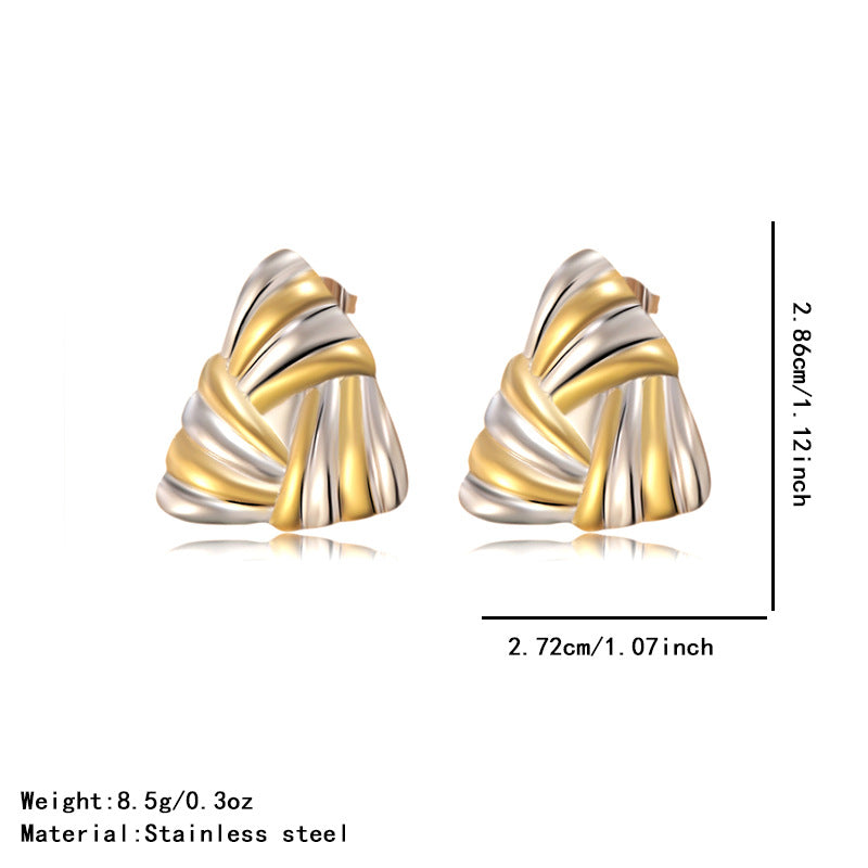 Casual Geometric Triangle Stainless Steel Plated Two-Tone Spiral Earrings