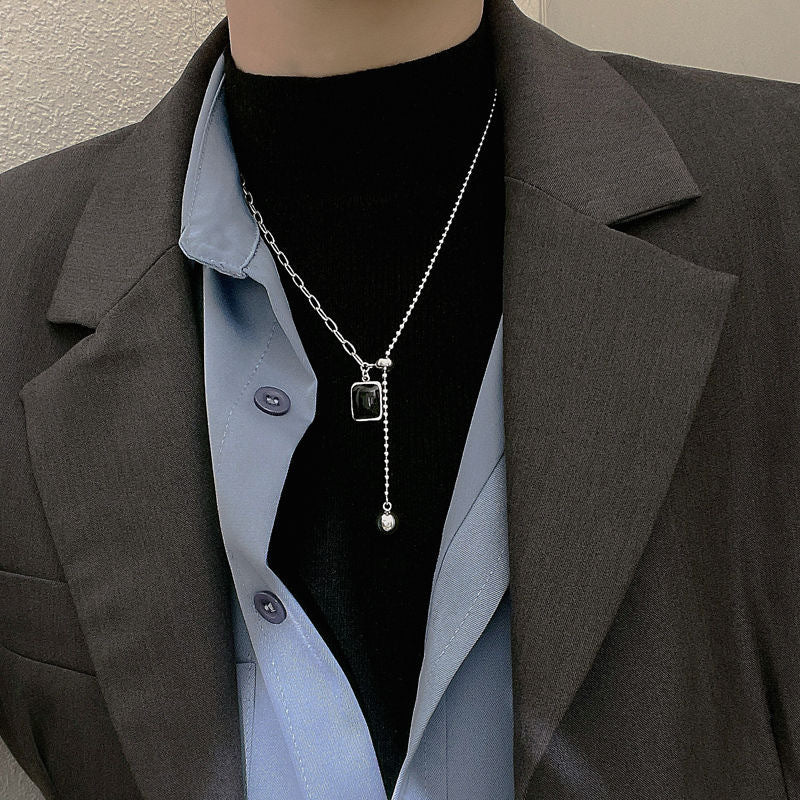 Collana a catenina in acciaio al titanio geometrica minimalista da donna con finitura placcata