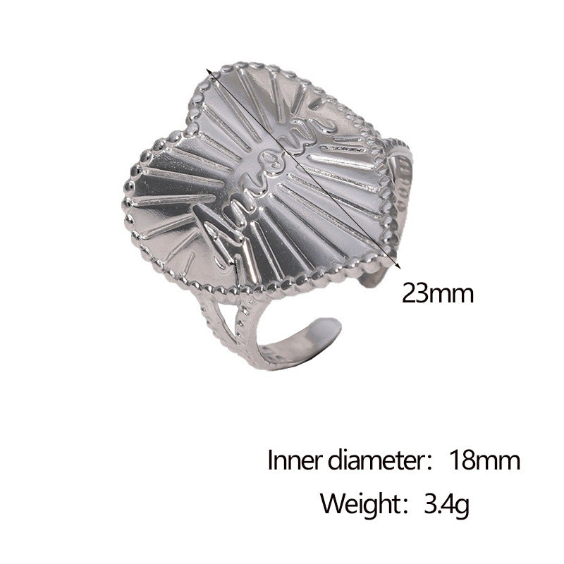 Minimalist Heart Letter Stainless Steel Plated Adjustable Ring for Women