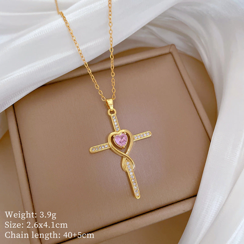 Collana Minimalista Geometrica in Acciaio al Titanio con Pendente in Rame Placcato Oro su Catena a Maglie per Uomo e Donna