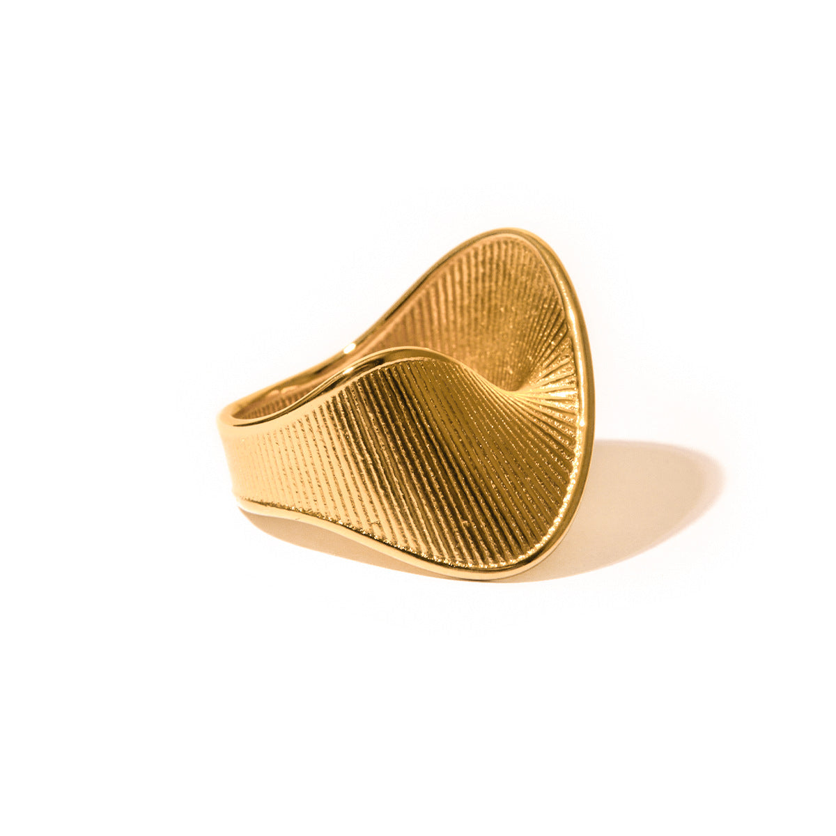 Anello unico asimmetrico a fascia ritorta, in acciaio inossidabile placcato oro 18 carati, gioiello di moda unisex