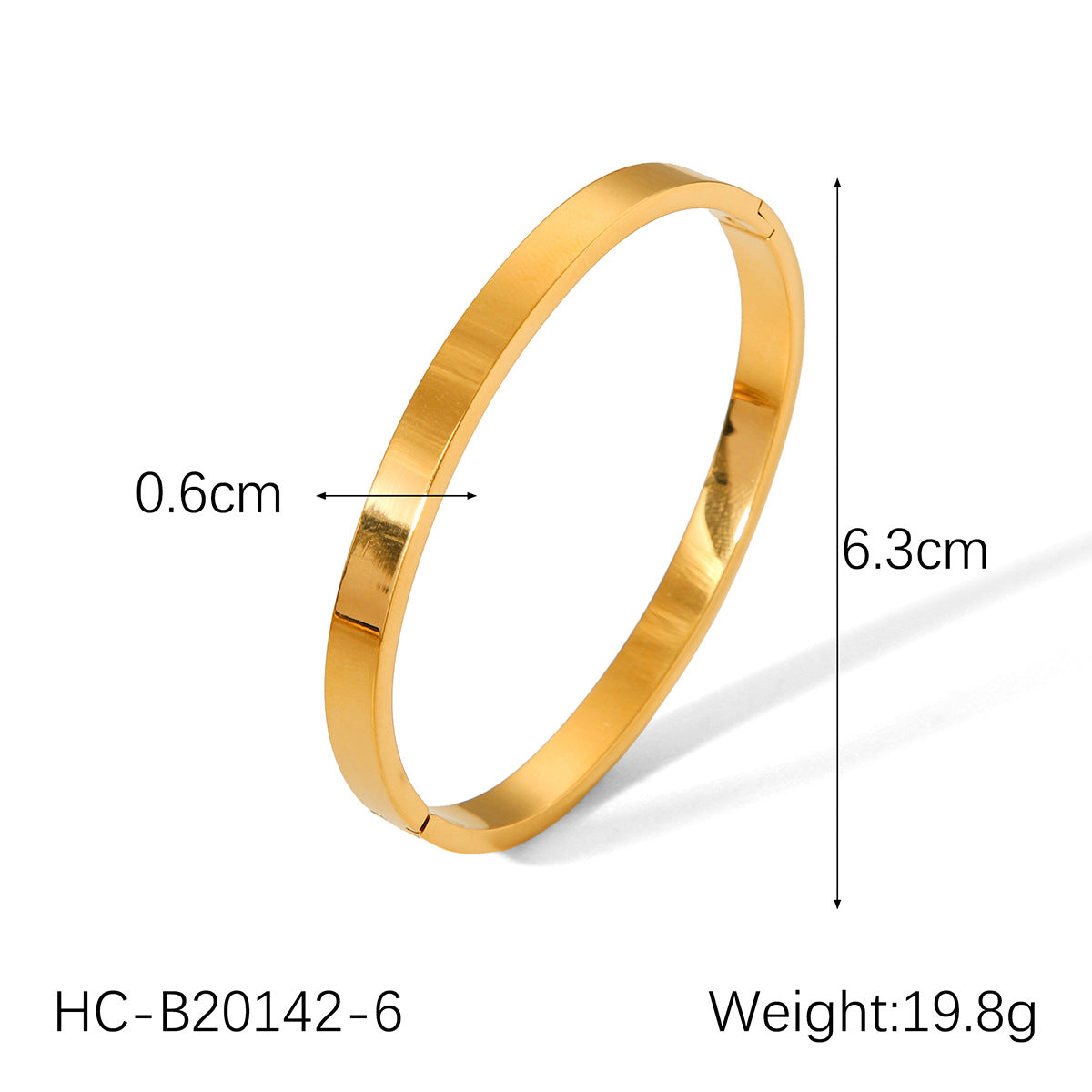 Minimalist Titanium Steel Cuff Bracelet with Polished Gold Plating, Round Geometric Design, Fade-Resistant Fashion Accessory
