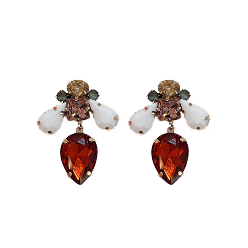 Orecchini a perno vintage a forma di ape in lega con intarsio di strass e placcatura in oro da donna