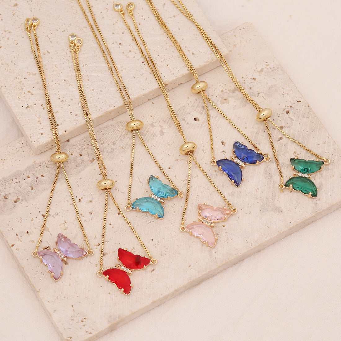 Sweet 18K Gold Plated Butterfly Brass Bracelet