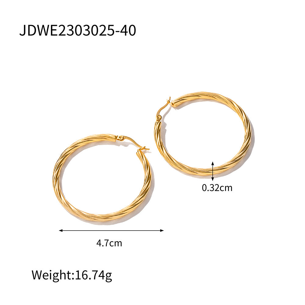 Minimalist Geometric Stainless Steel Ear Cuffs with 18K Gold Plating for Women Titanium Steel Hypoallergenic Fashion Earrings