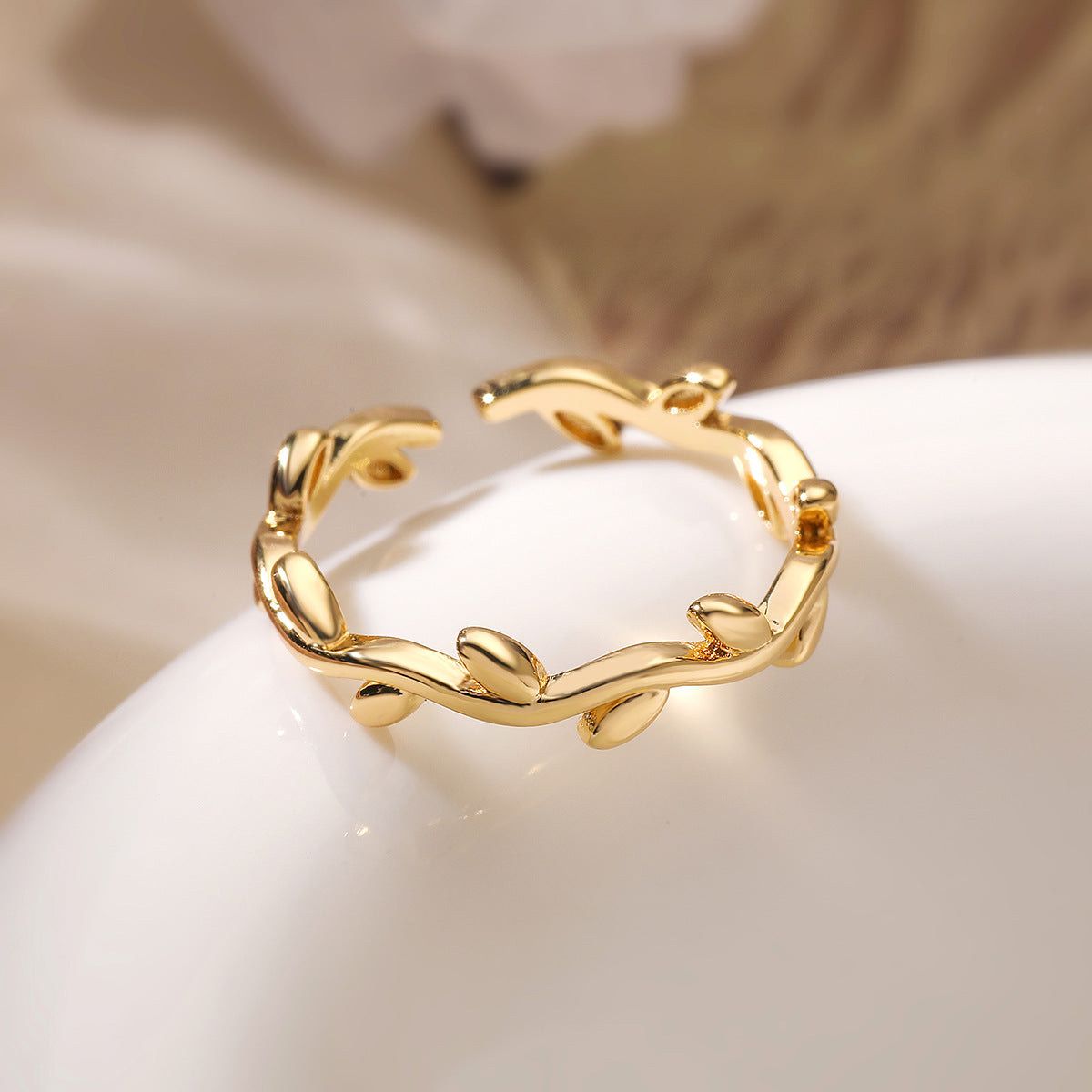 Minimalist Geometric Open Heart Ring for Women in Copper with 18K Gold Plating
