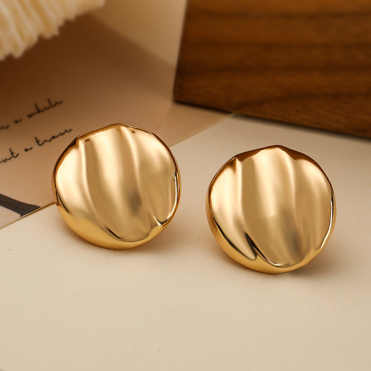 Orecchini a Cuore Geometrici Minimalisti in Rame con Placcatura in Oro 18K da Donna