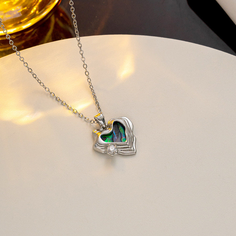 Collana Minimalista con Ciondolo a Cuore, Fiocchi e Strass in Acciaio al Titanio Placcato su Catena a O