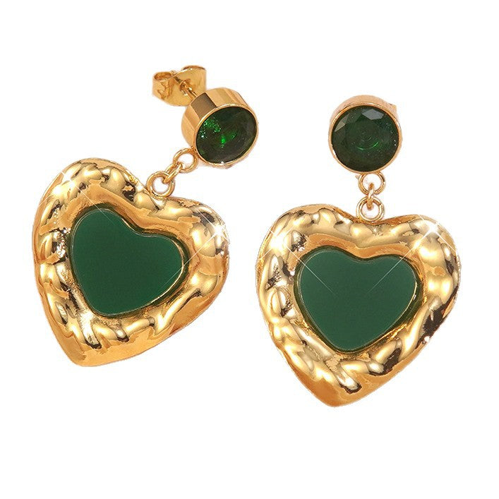 Orecchini Vintage a Cuore in Acciaio Inossidabile