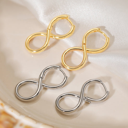 Minimalist Geometric Asymmetrical Copper Earrings with 18K Gold Plating for Women