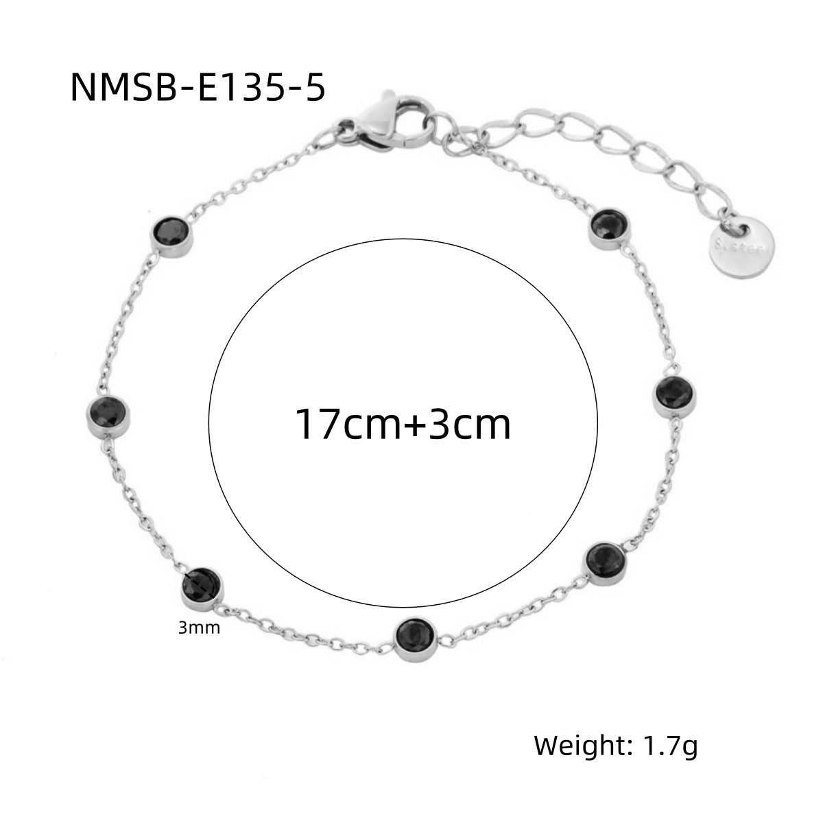 Pulsera geométrica redonda minimalista de moda para mujer de acero inoxidable con acabado en oro de 18 quilates chapado al vacío e incrustaciones de pedrería de colores