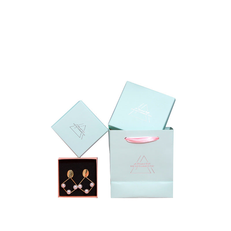 Elegante caja de regalo de joyería con estampado plateado para anillos, pendientes, pulseras y collares en varios tamaños