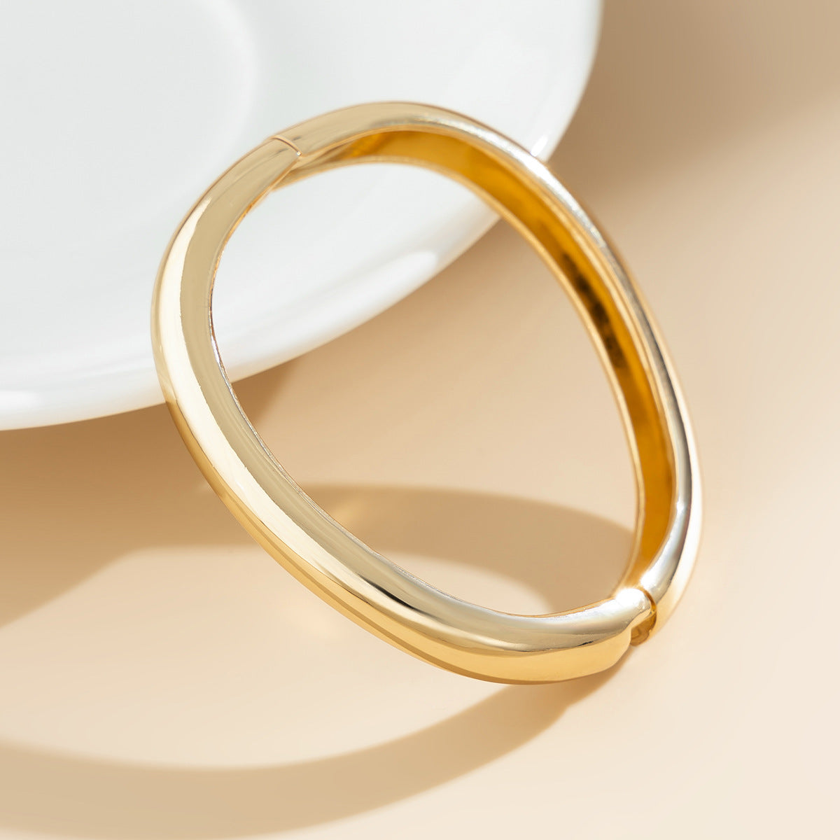 Minimalist Geometric Square Plated Alloy Cuff Bracelet