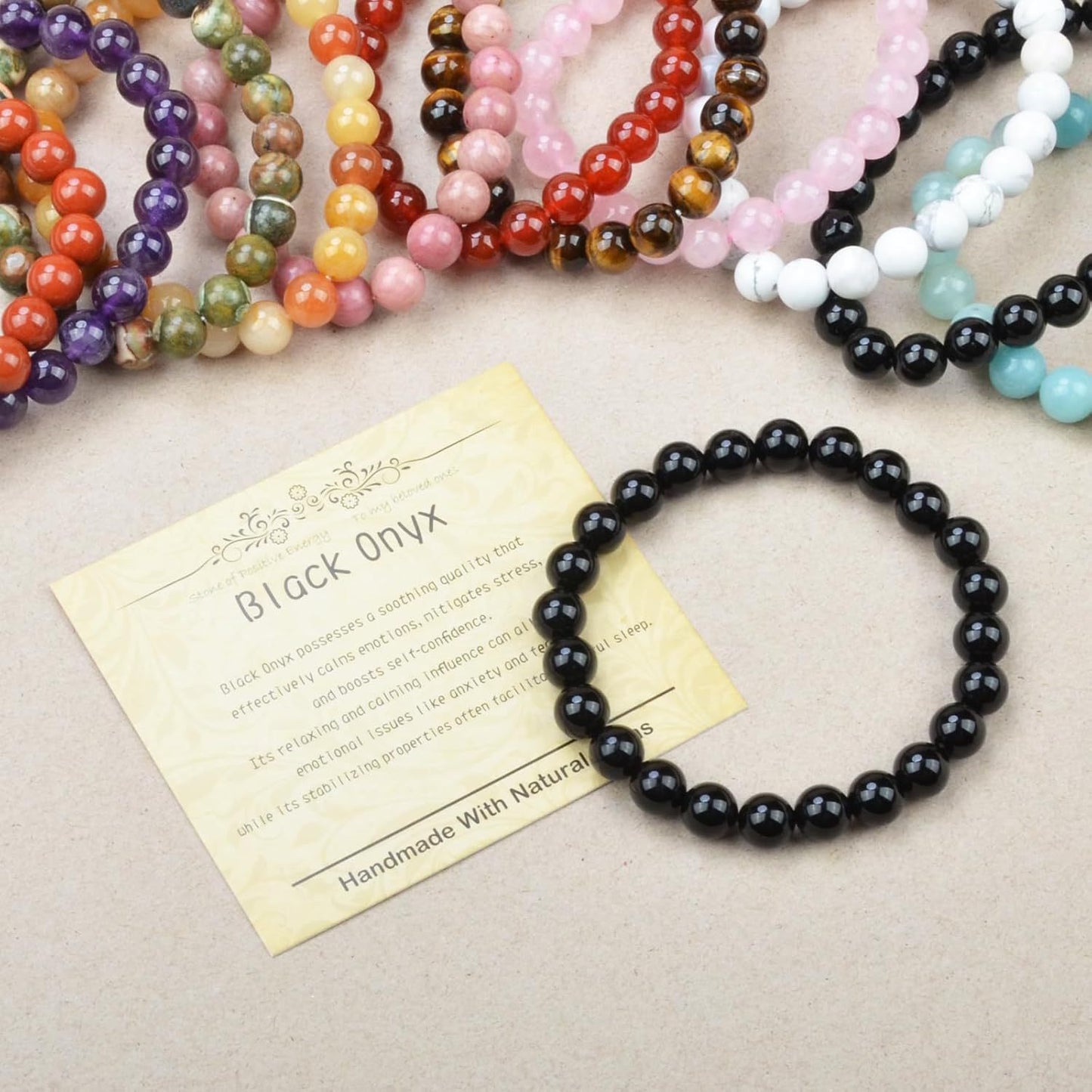 Sweet Geometric Obsidian Tiger Eye Beaded Bracelet for Unisex