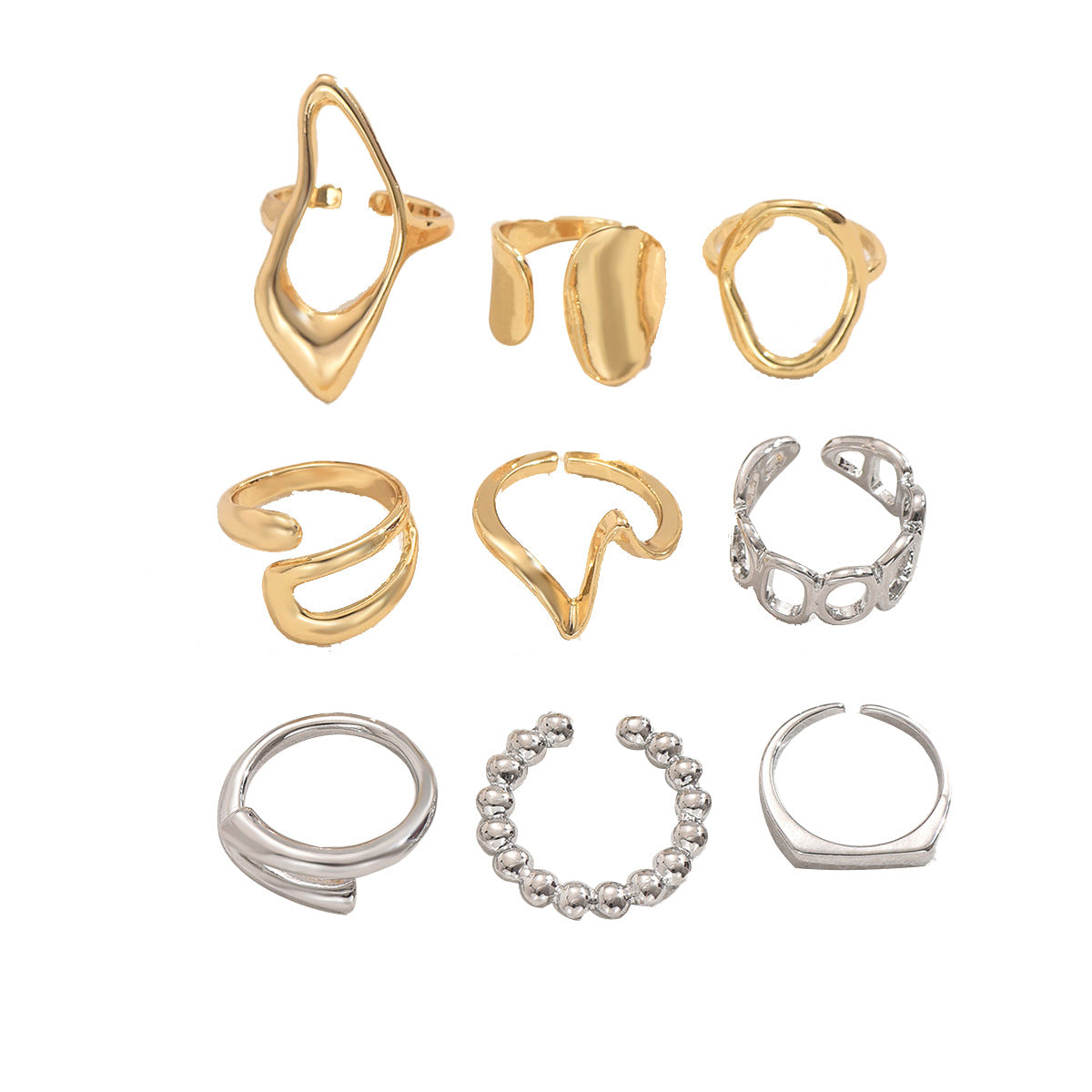 Anillo abierto ajustable para mujer, forma geométrica, aleación de zinc, chapado, anillo de moda, joyería minimalista para el día a día