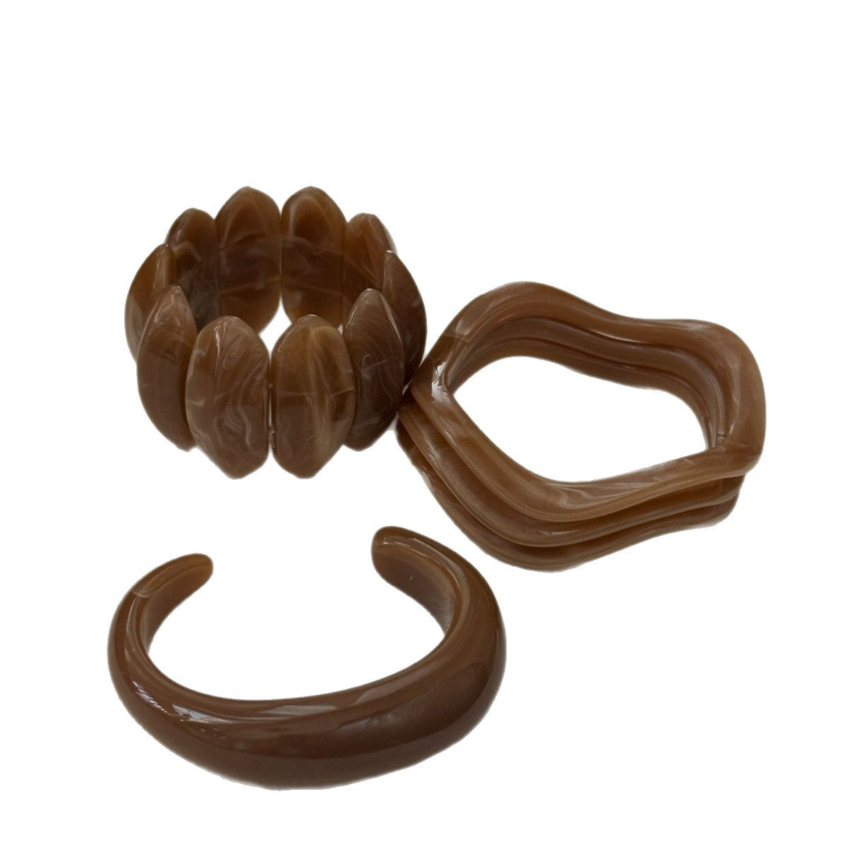 Bracciale a fascia aperta casual geometrico in resina acrilica con sfumatura a olio a goccia