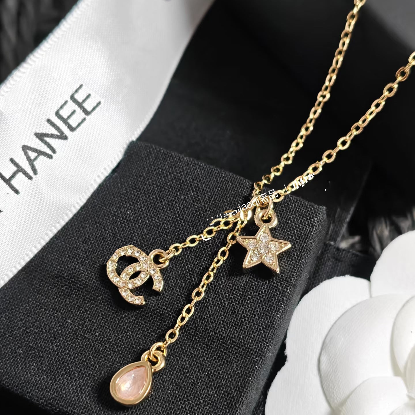 Sweet Gold Plated Brass Star Letter Teardrop Necklace for Women