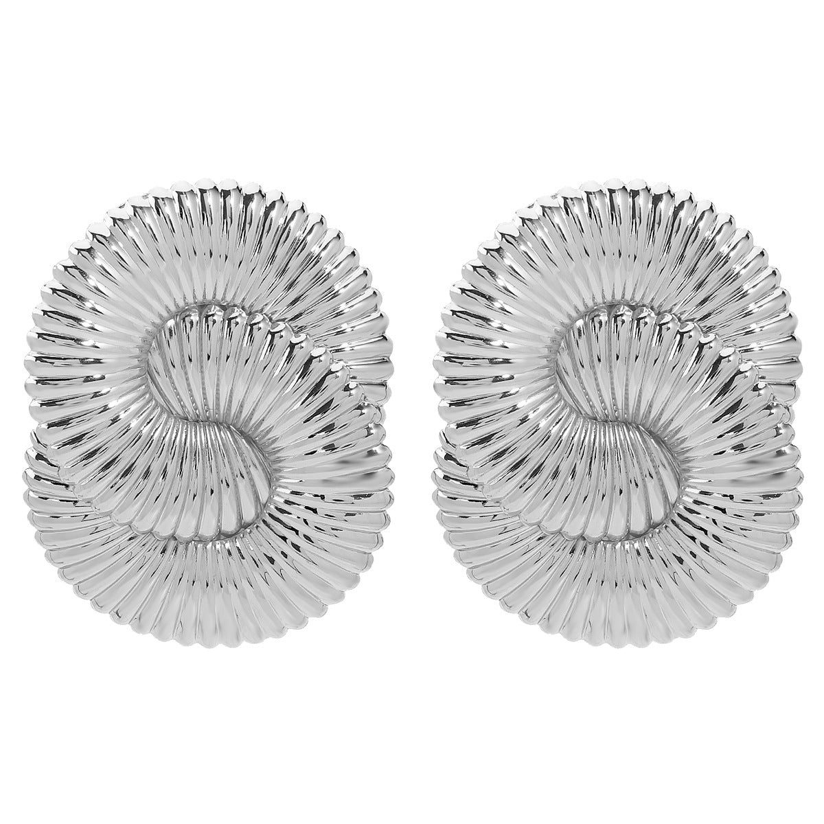 Orecchini a Cerchio Geometrici Grandi da Donna in Metallo con Textura Ondulata Intrecciata e Finitura Galvanica