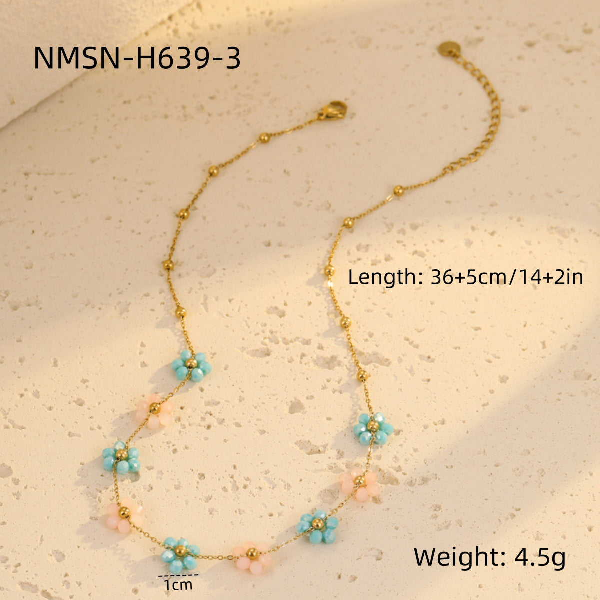Collana Geometrica alla Moda in Acciaio Inossidabile con Placcatura in Oro 18K e Ciondolo Floreale Colorato da Donna