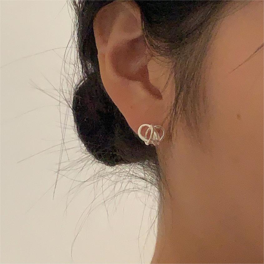 Minimalist Sweet 925 Sterling Silver Plated Geometric Letter Knot Stud Earrings