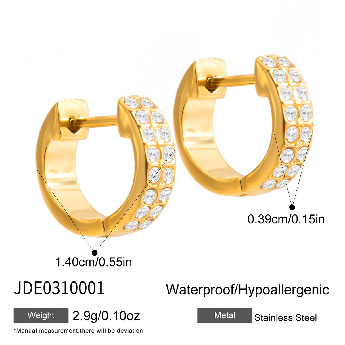 Elegant Geometric Stainless Steel Plated Rhinestone Hoop Earrings for Women