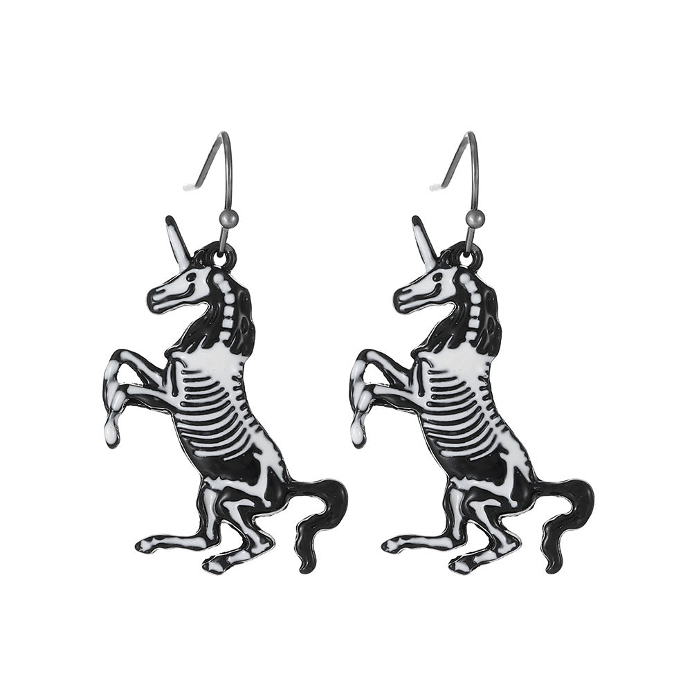 Pendientes de aleación con diseño de calabaza y calavera, estilo punk, chapados en oro, para mujer, temáticos de Halloween