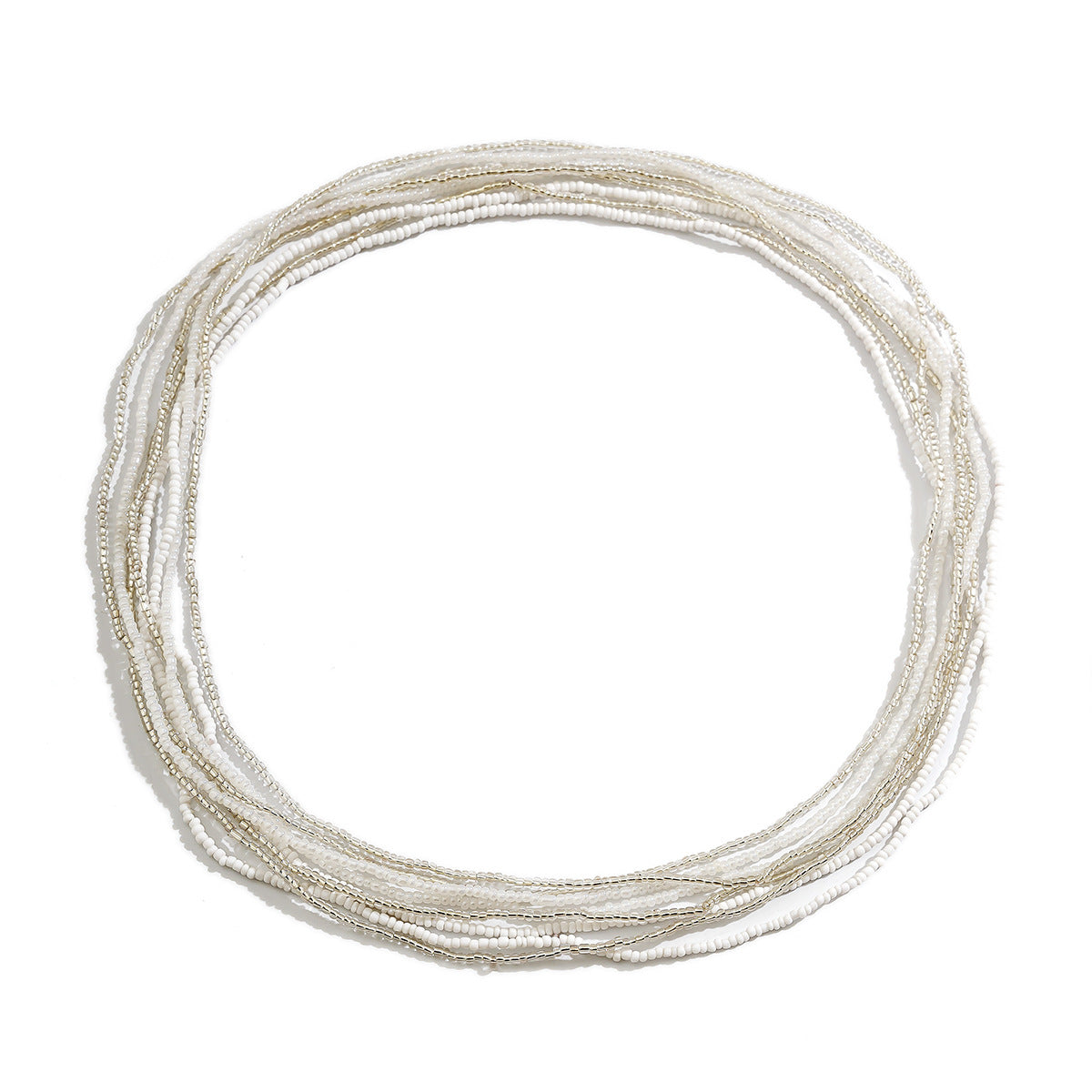 Ethnic Style Beaded Waist Chain for Women with Elastic Stretch and Tassel Accents in Metallic Finish