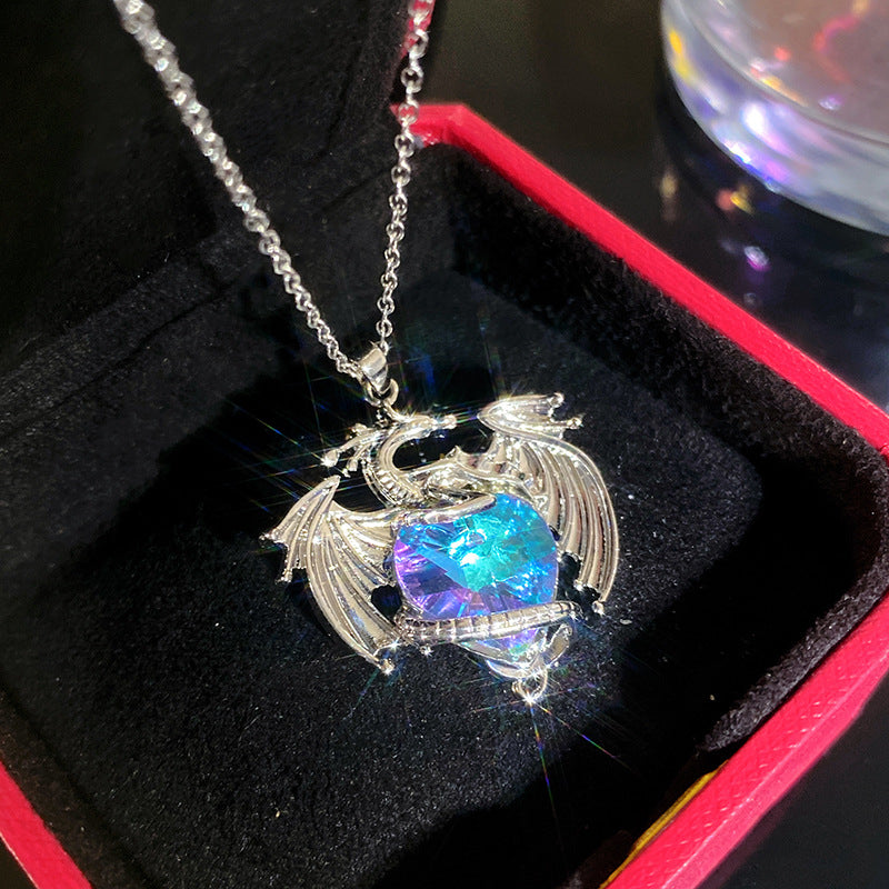 Sporty Sweet Micro-Set Cubic Zirconia Fruit Square Pendant Titanium Steel Cable Chain Necklace