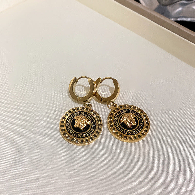 Vintage Floral and Teardrop Shaped Copper Earrings with 925 Silver Posts, Electroplated Finish, Elegant Court-Inspired Retro Ear Jewelry for Women