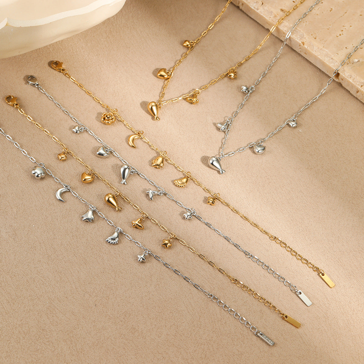 Elegant Butterfly Tassel Pendant Necklace and Bracelet Set in Stainless Steel with Plated Finish for Women