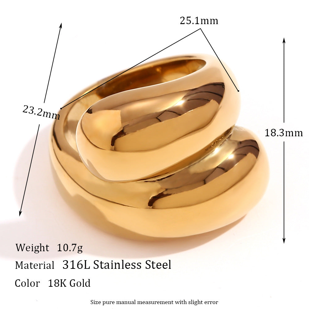 Anello minimalista geometrico in acciaio inossidabile con placcatura in oro 18 carati da donna