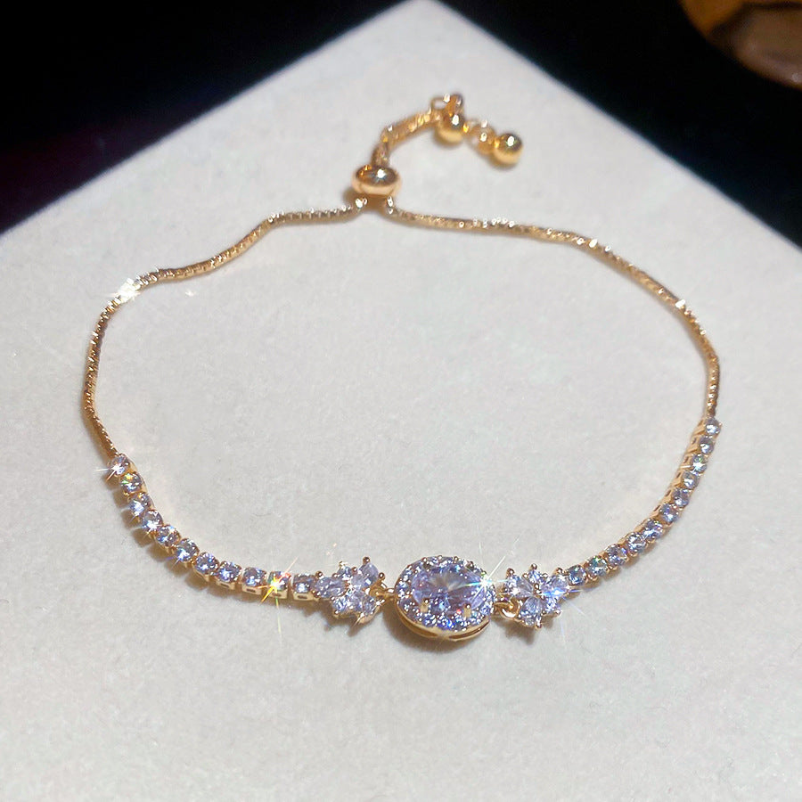 Pulsera de circonita ovalada geométrica de lujo ligero para mujer, pulsera informal minimalista de moda