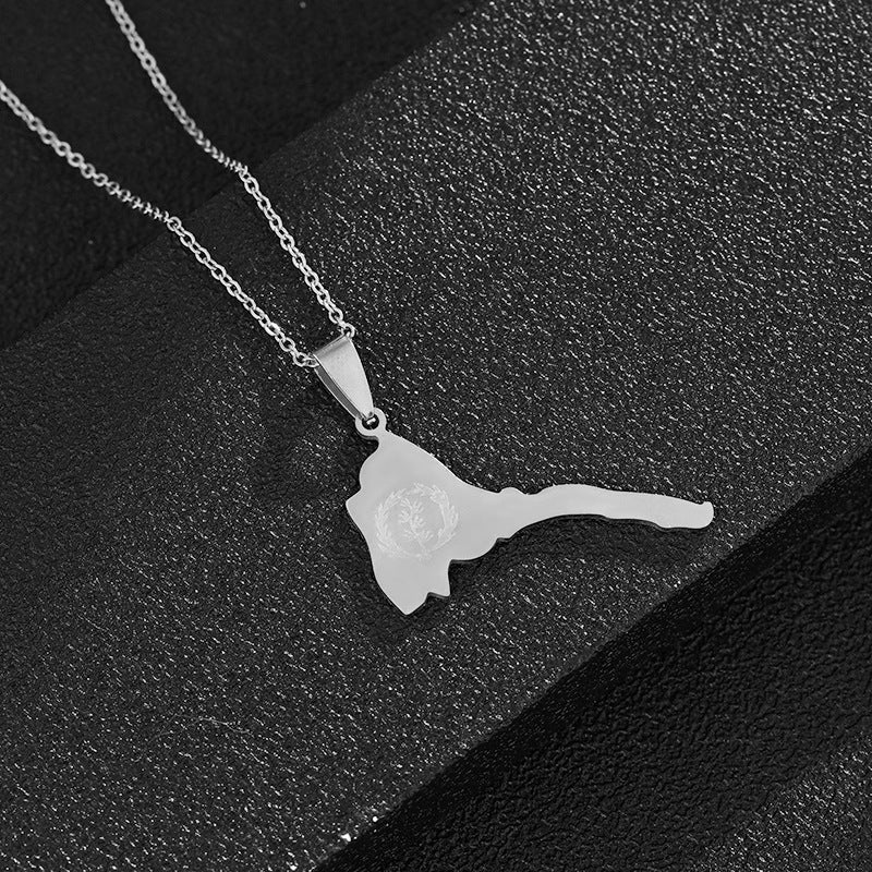 Retro Geometric Pendant Necklace in Stainless Steel with Enamel Finish for Unisex Wear