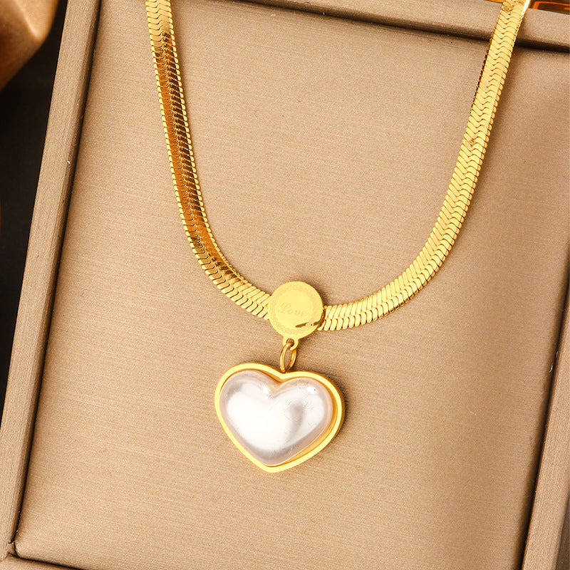 Minimalist Luxury Titanium Steel Plated Geometric Heart Teardrop Letter Animal Cartoon Star Pendant Necklace for Women