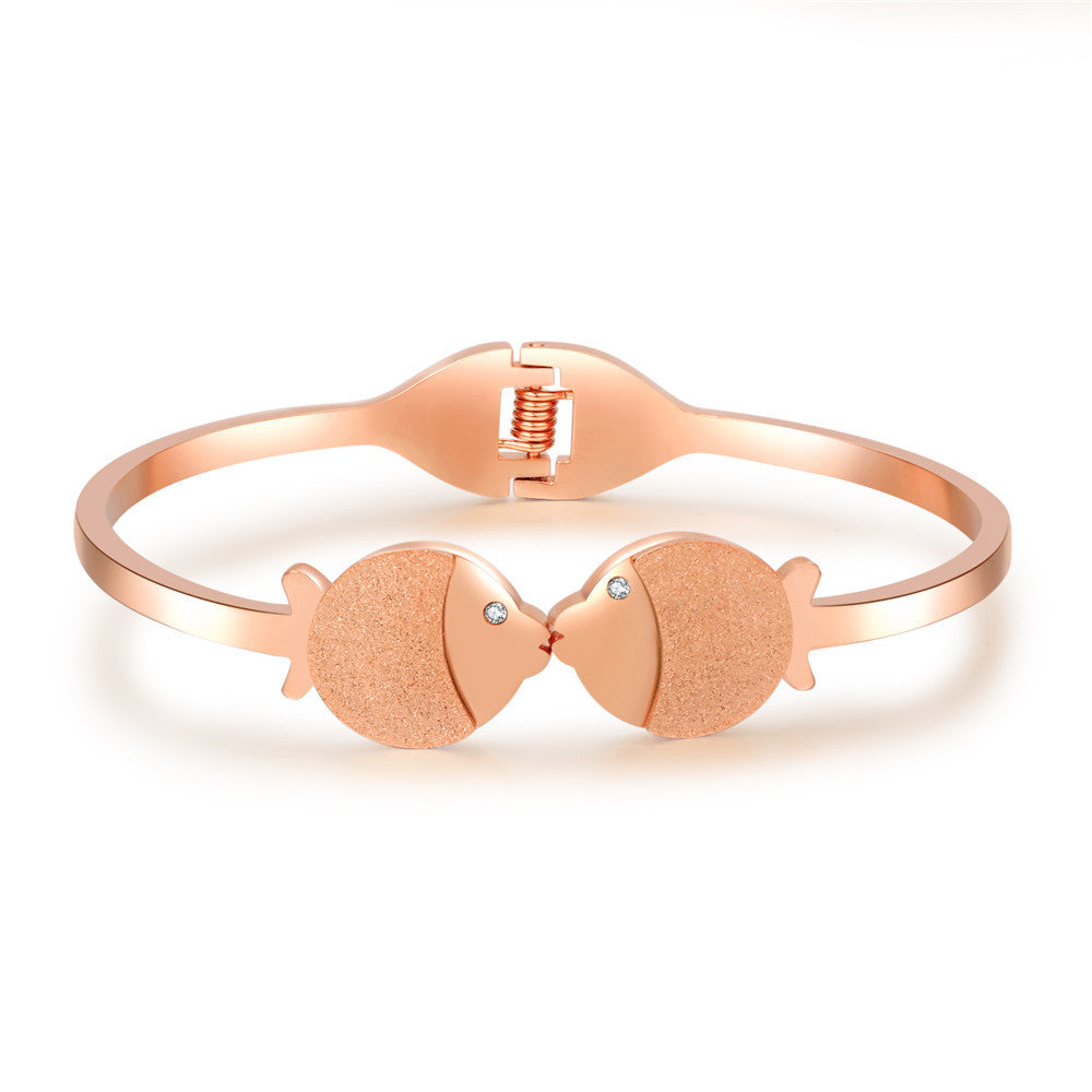 Gold Plated Titanium Steel Fish Shape Bracelet