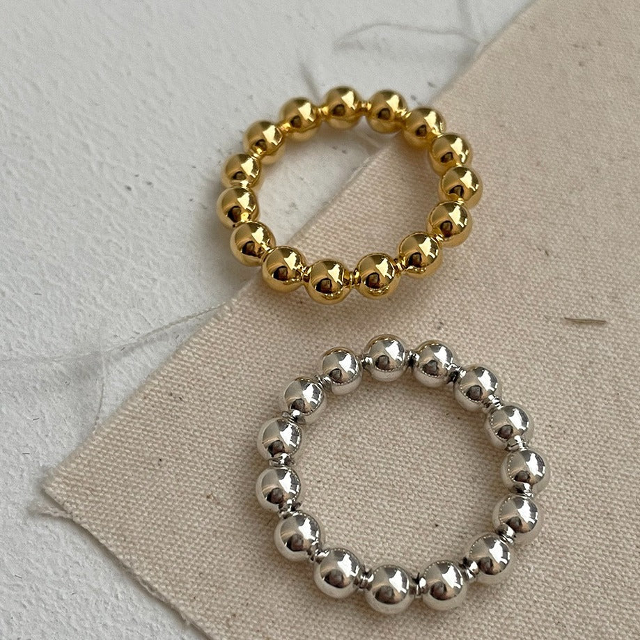Minimalist 925 Sterling Silver Round Letter Polka Dot Ring for Women
