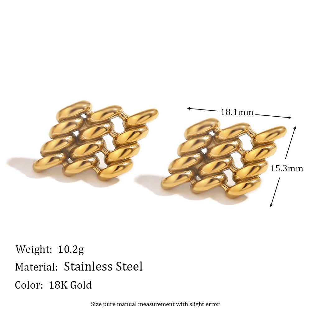 Fashionable Minimalist Geometric Stainless Steel 18K Gold Plated Abalone Shell and Sail Enamel Stud Earrings for Women
