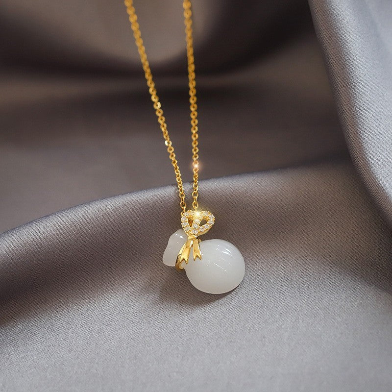 Vintage Geometric Gold Plated Titanium Steel Necklace with Alloy Pendant for Women