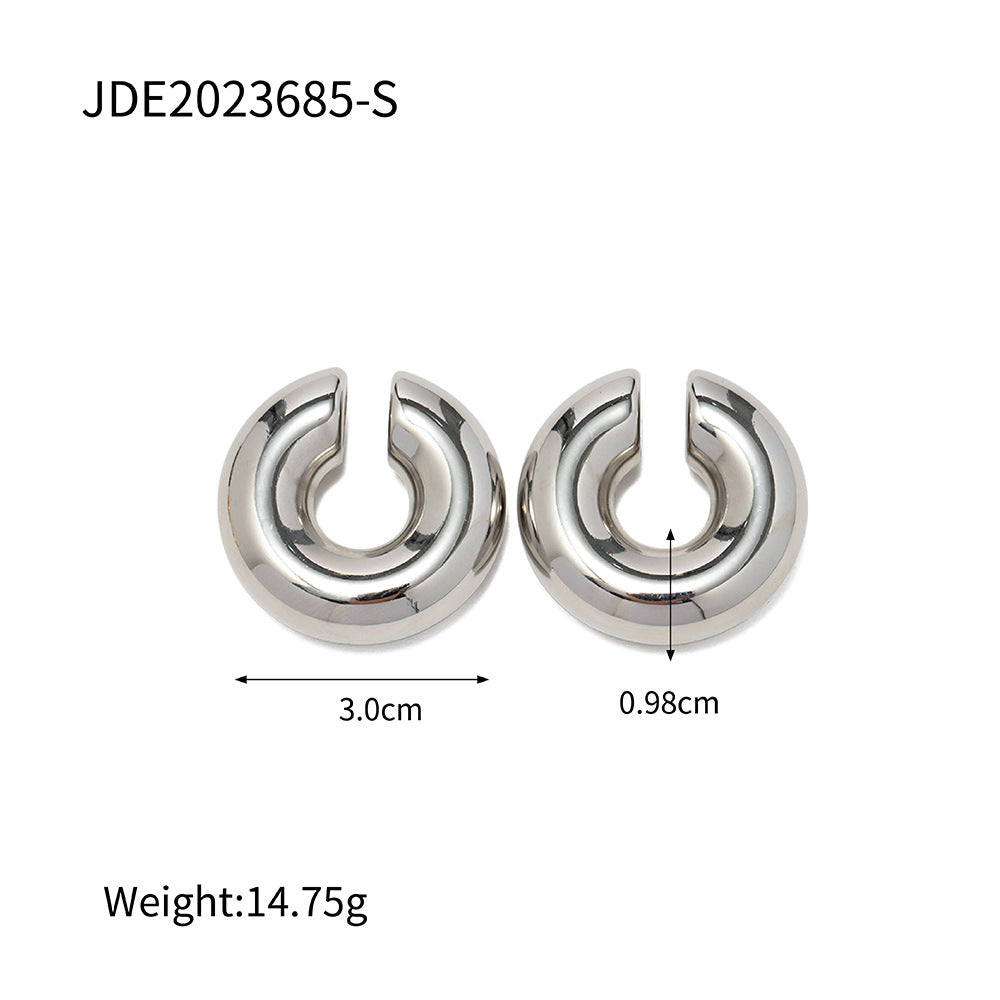 Orecchini a Cerchio Geometrici in Acciaio Inossidabile con Placcatura in Oro 18K da Donna