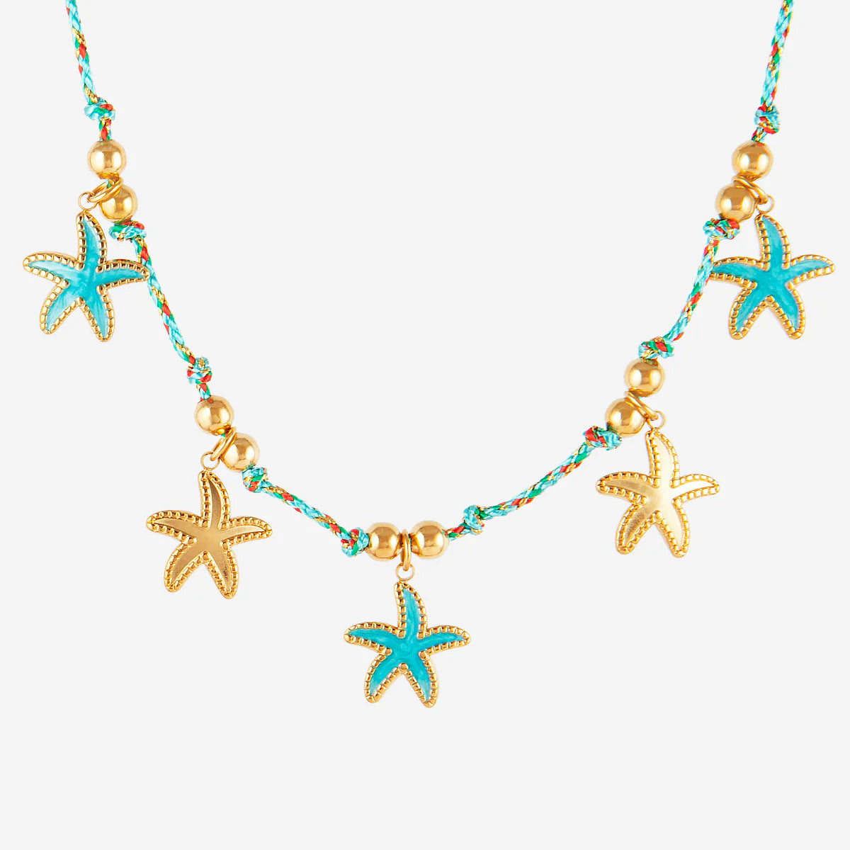 Fashion Unisex 18K Gold Plated Titanium Steel Necklace with Shell Starfish Whale Heart Pendants