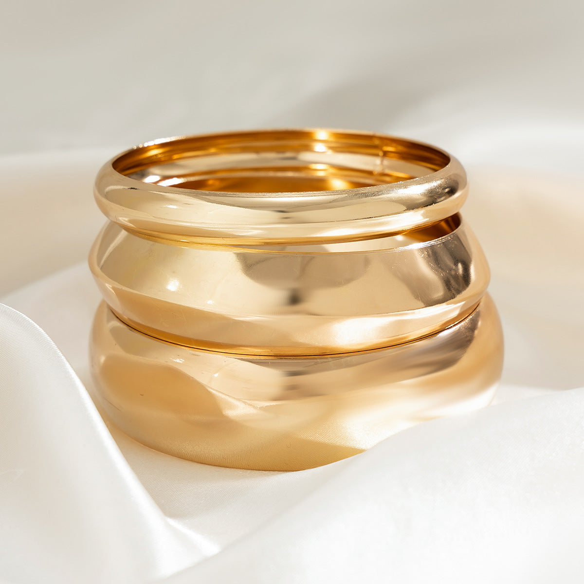 Minimalist Oval Teardrop Alloy Plated Bracelet and Ring Set for Women