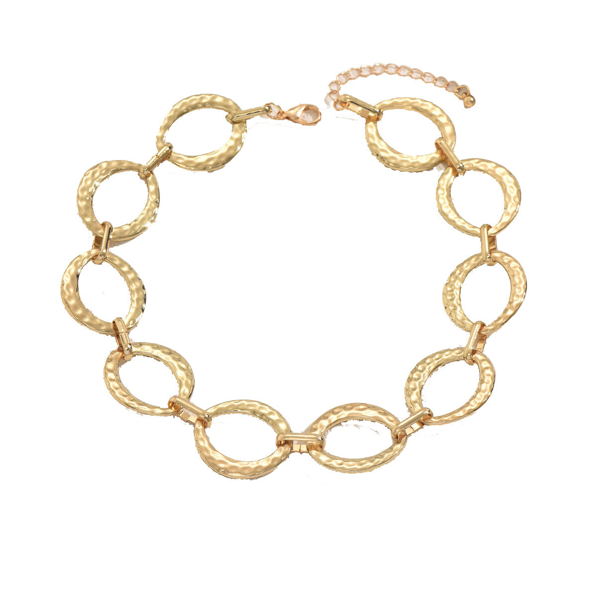 Collar colgante geométrico circular tejido para mujer de aleación de zinc con acabado galvanizado, cadena minimalista a la altura de la clavícula