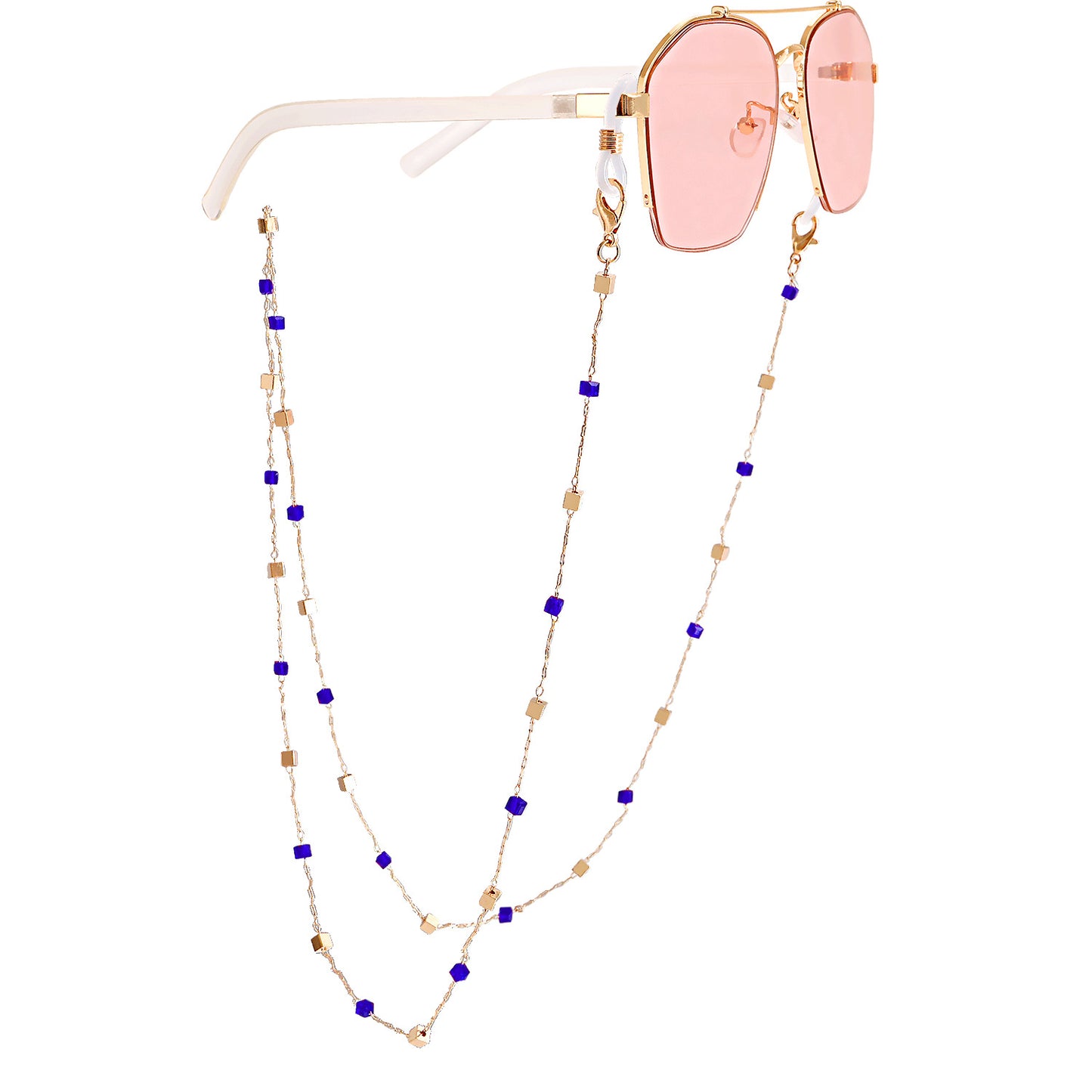 Crystal Inlay Alloy Mask and Glasses Chain