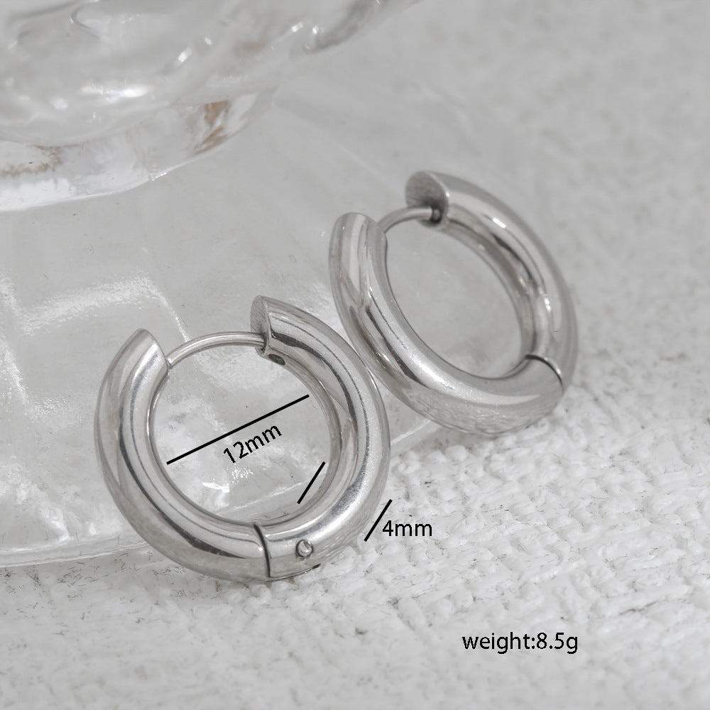 Pendientes de aro minimalistas en forma de U de acero inoxidable con baño para hombres y mujeres