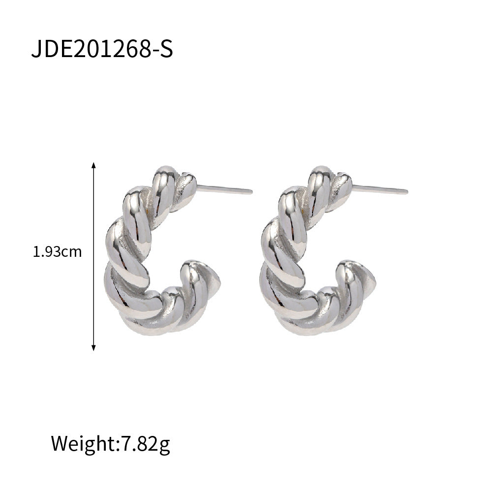 Minimalist Geometric Stainless Steel Hoop Earrings for Women with Polished Finish