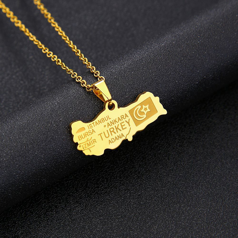 Collar con colgante de acero de titanio geométrico étnico con esmalte para unisex, estilo de cadena O